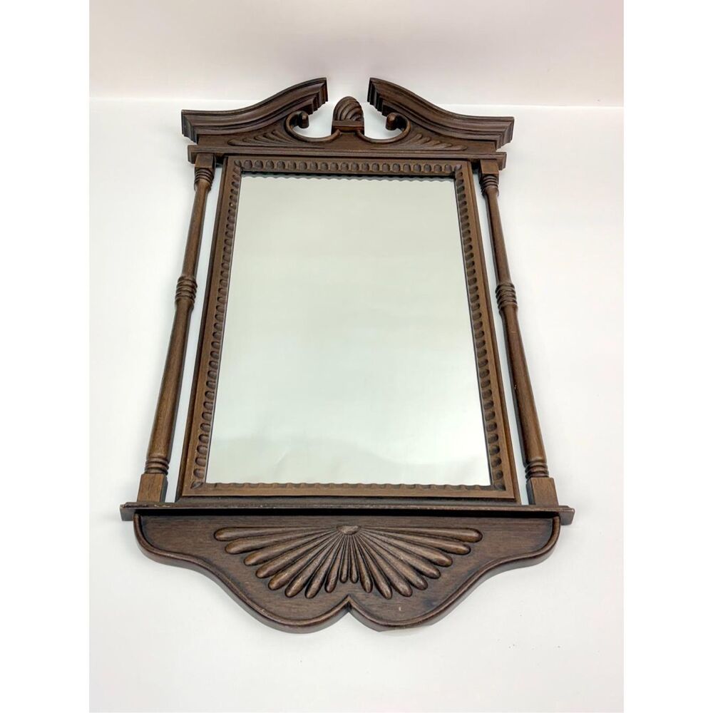 Vintage 1972 Burwood Products Co Colonial Style Wood Wall Accent Mirror 32.5in H